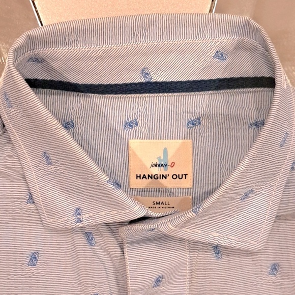 Hanging Out, Size Small, Blue/Grey Print, Short Sleeve Casual Shirt - Picture 5 of 5